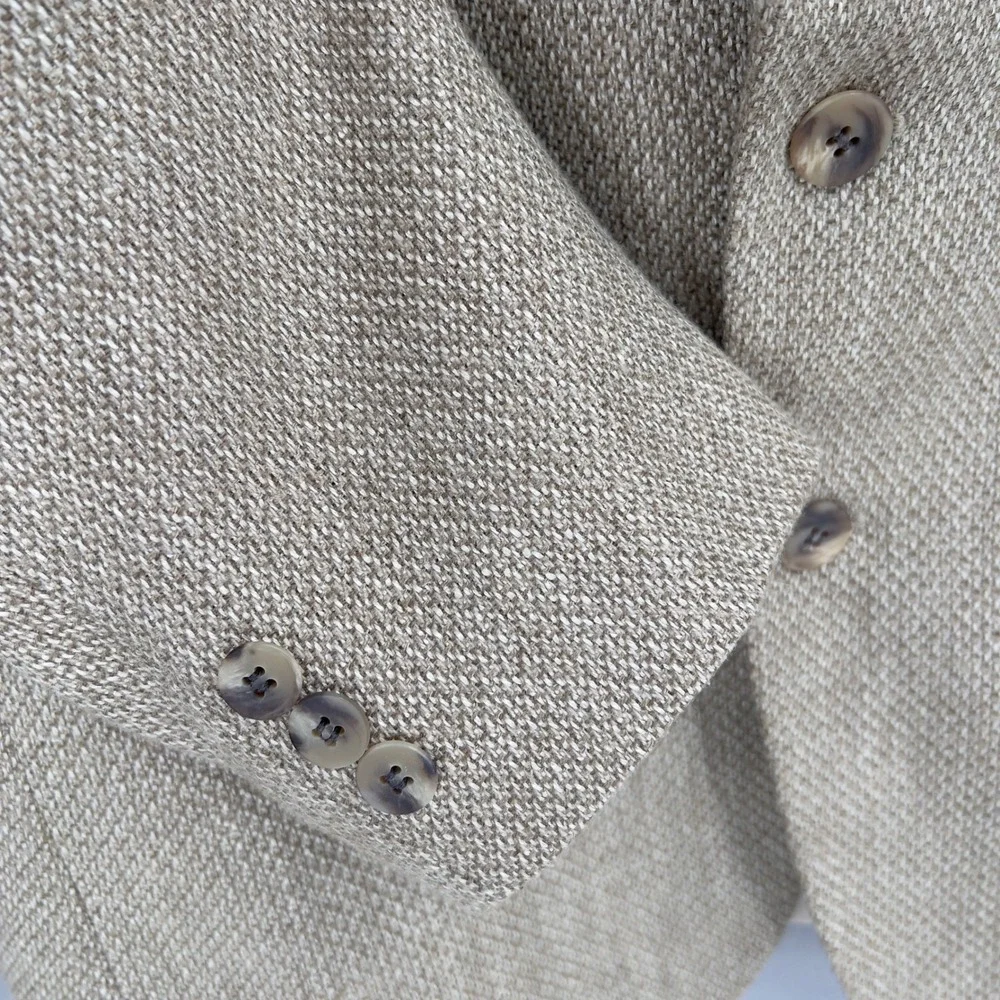 Haggar Mens 40L Tan Textured Two Button Sport Coat Blazer Long Grandpacore